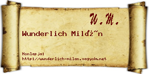 Wunderlich Milán névjegykártya